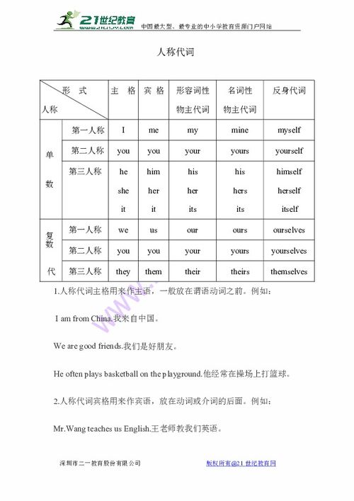 人称代词的用法归纳总结，人称代词的用法口诀小学