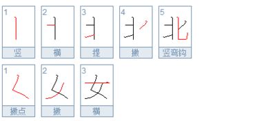 女的笔画笔顺，女的笔画顺序正确写法图