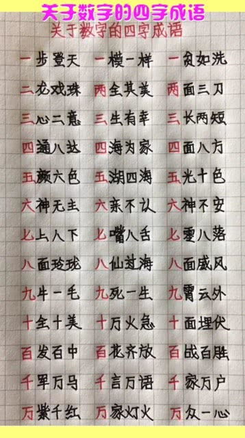 含有数字的4字成语大全