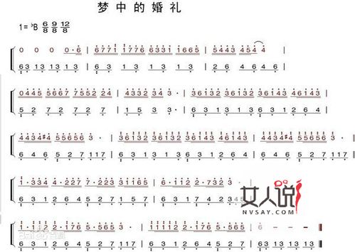 梦中的婚礼钢琴简谱双手完整版，梦中的婚礼钢琴简谱数字