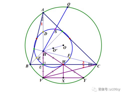 九点圆圆心，九点圆的圆心的位置